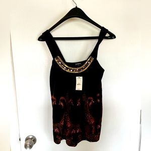 NWT- Express Dreamweight Cotton Black Top w Embellishments